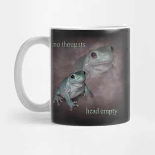 no thoughts head empty frog retro word art meme Mug